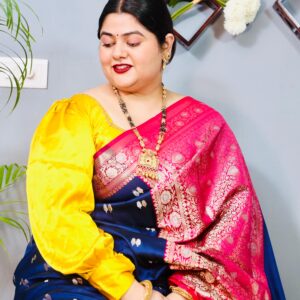 Purple Silver Stonework Satin Saree