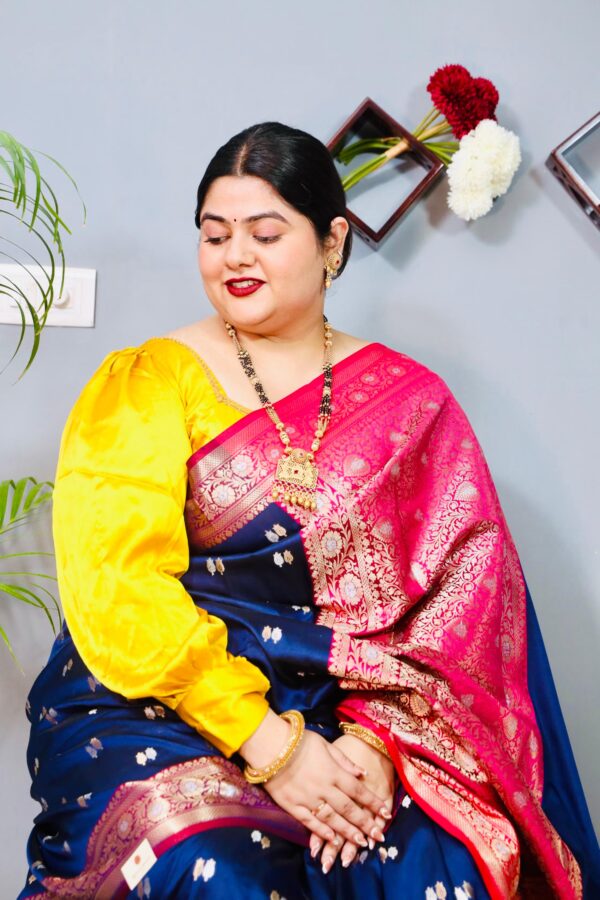Purple Silver Stonework Satin Saree