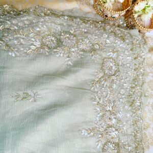 Olive Green Sequence saree