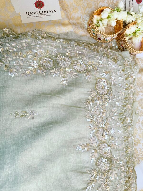 Olive Green Sequence saree