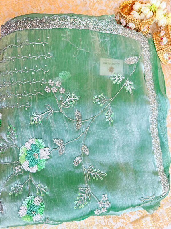 Sea Green Saree - Image 2